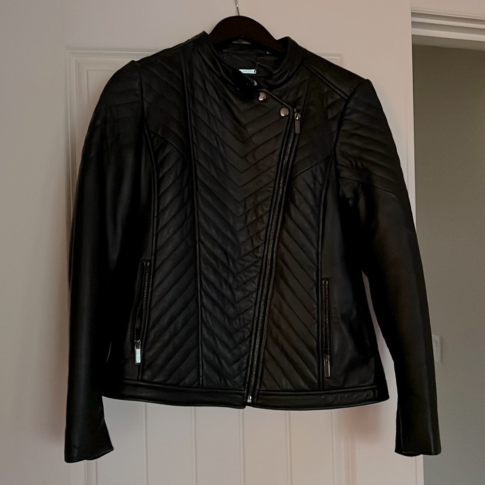 Badgley Mischka black leather jacket